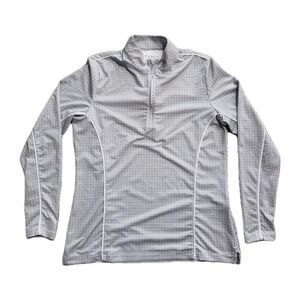 Peter Millar Pullover Women M Gray White Quarter Zip Star Long Sleeve 1/4 Zip